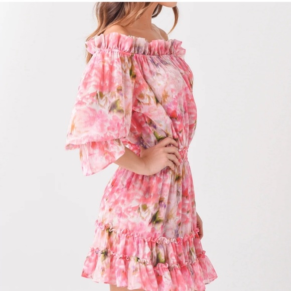 MISA Los Angeles Danae Off-Shoulder Floral Print Dress S - Picture 4 of 5